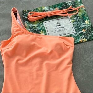 NWOT Cupshe One Shoulder Swimsuit Salmon